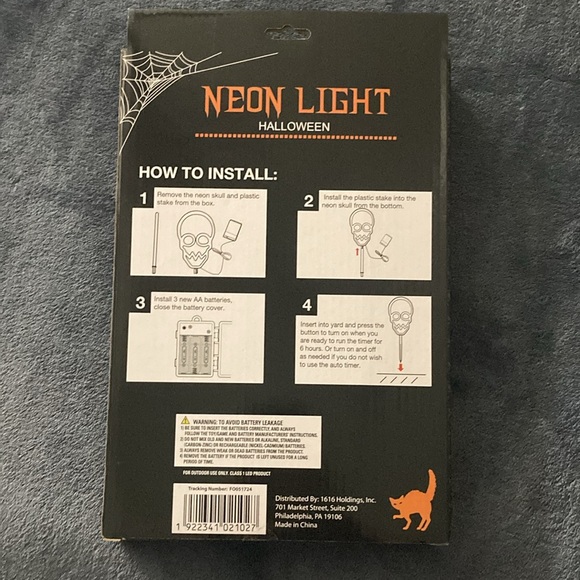 BNIB- Battery Operated- Halloween Skull- 💀 Neon Light YARD STAKE w/ Timer - Picture 7 of 7
